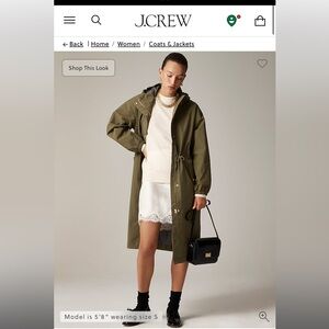 J. Crew Perfect Rain Coat Frosty Olive Size Large